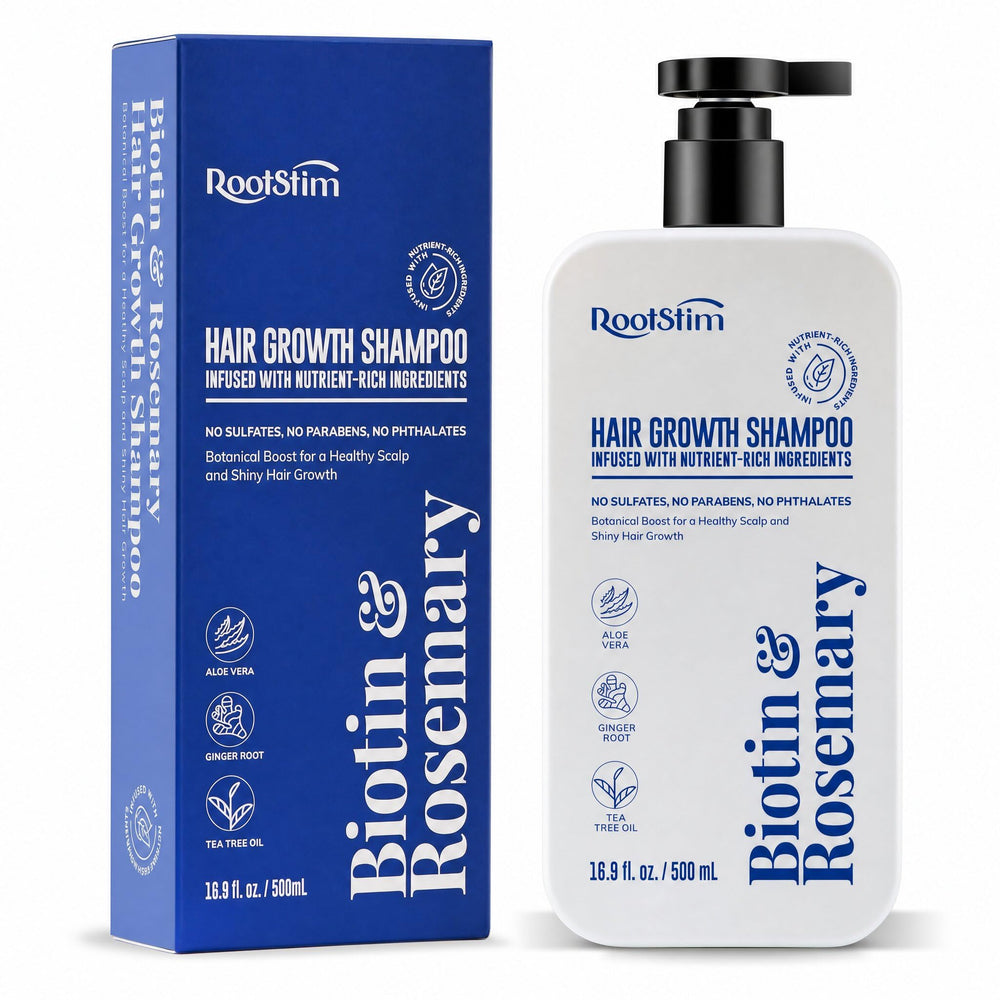 RootStim front bottle view showing clean packaging and volume benefit