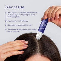 RootStim label close-up listing caffeine rosemary biotin