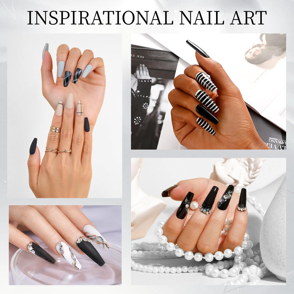 ROSALIND 3D carved black nail art, crisp detail and depth benefit