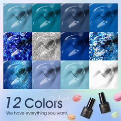 ROSALIND fanned display of all 12 blue shades for easy selection
