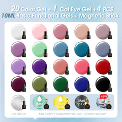 ROSALIND four 10ml base and top coats grouped to show finish options and protection