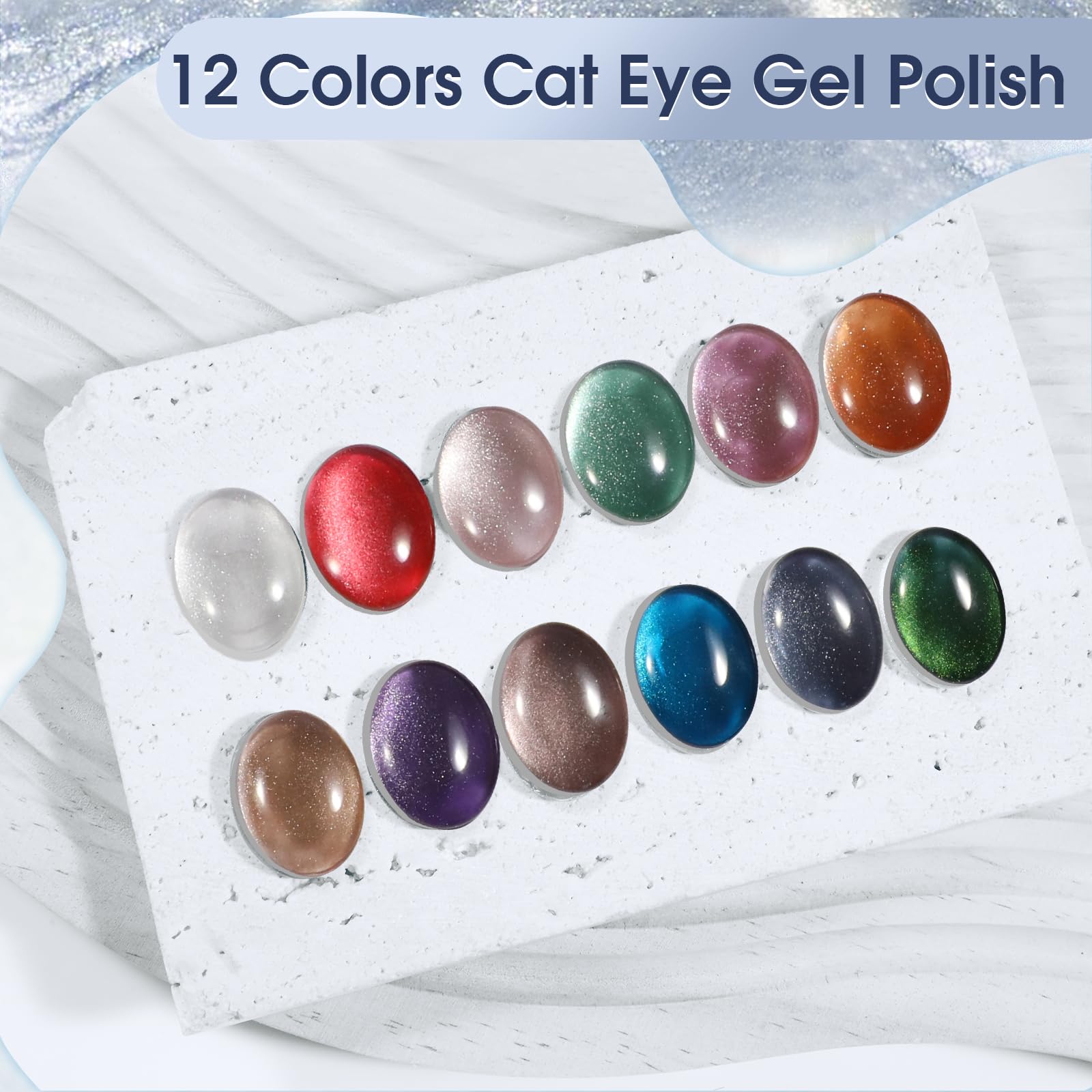 ROSALIND full set arranged flatlay to display color range for creative manicures