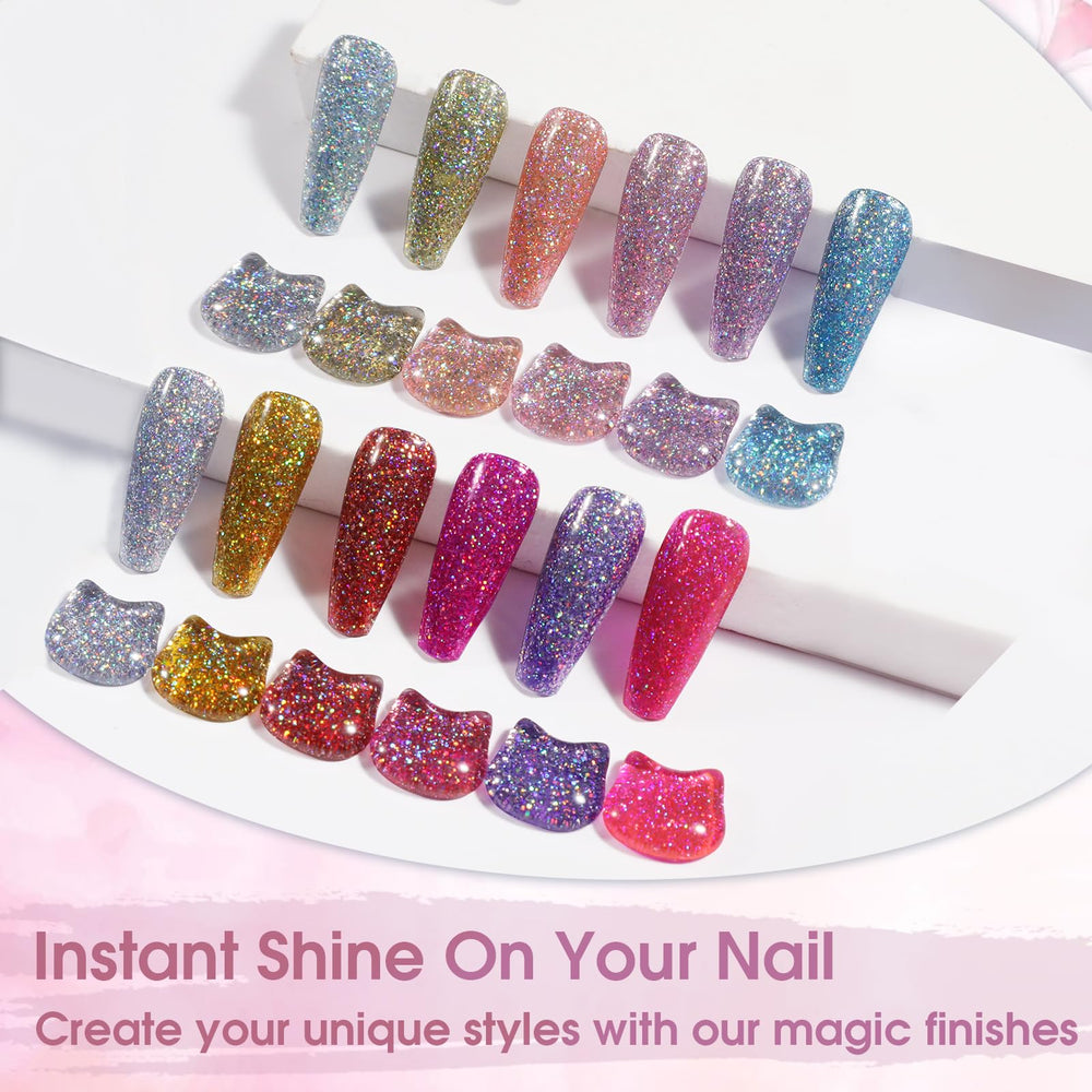 ROSALIND gold shade swatch on nail wheel showcasing reflective glow benefit