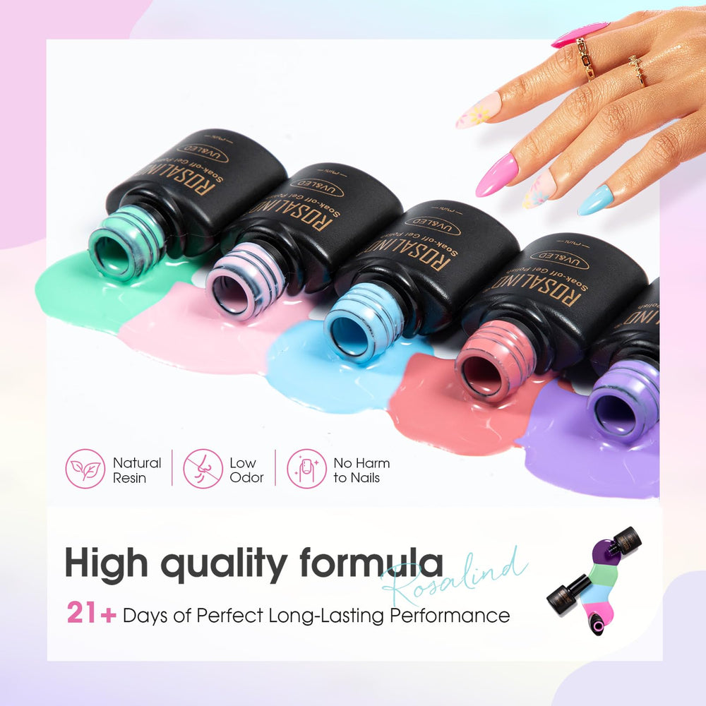 ROSALIND glossy and matte samples on nails, shows finish options benefit
