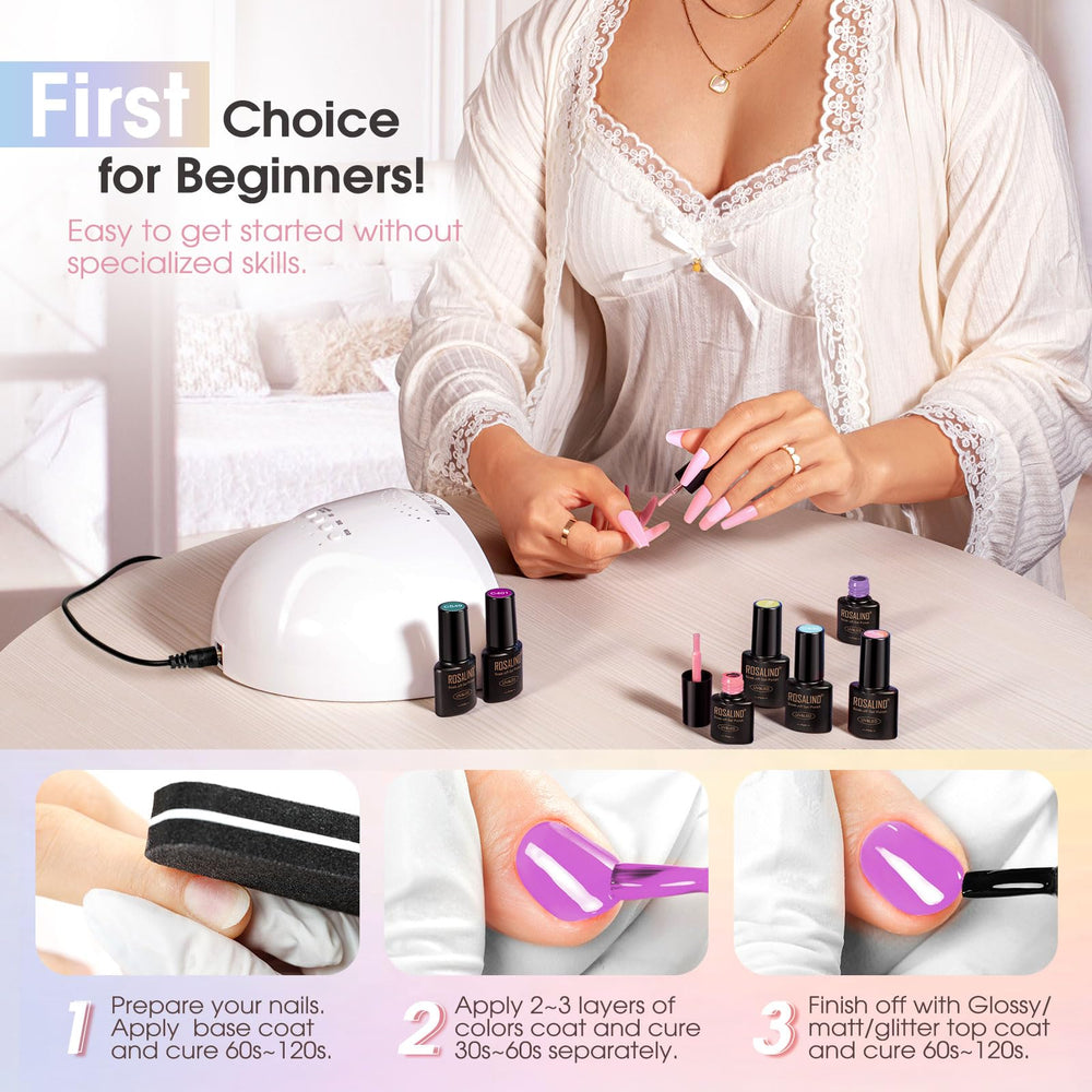 ROSALIND gel polish curing under LED lamp for durable, professional wear
