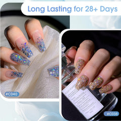 ROSALIND layered glitters on nail tips showing customizable intensity and depth