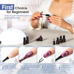 ROSALIND magnet stick held near nail to form cat-eye stripe for precise effect