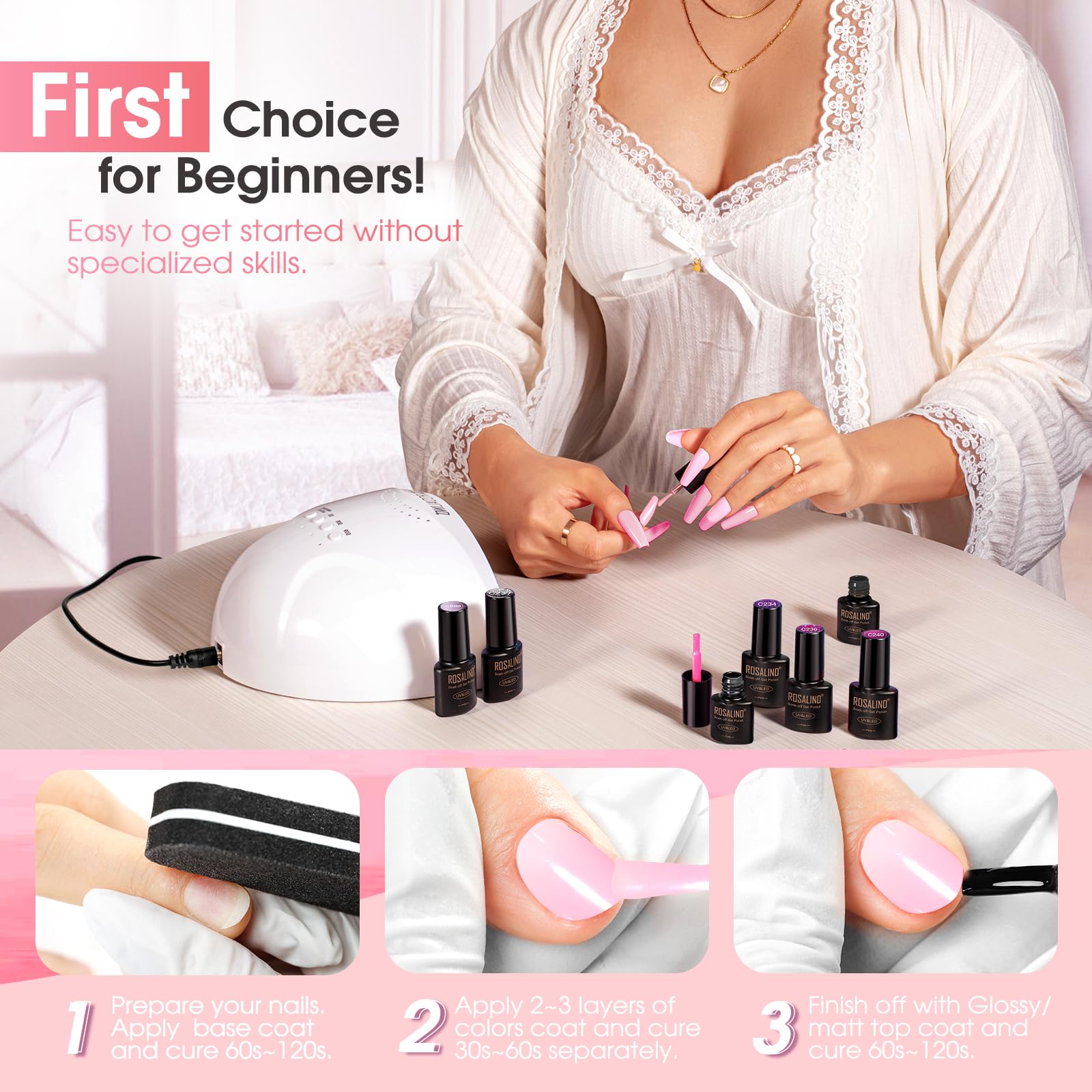 ROSALIND softened gel after acetone wrap illustrating easy soak-off removal