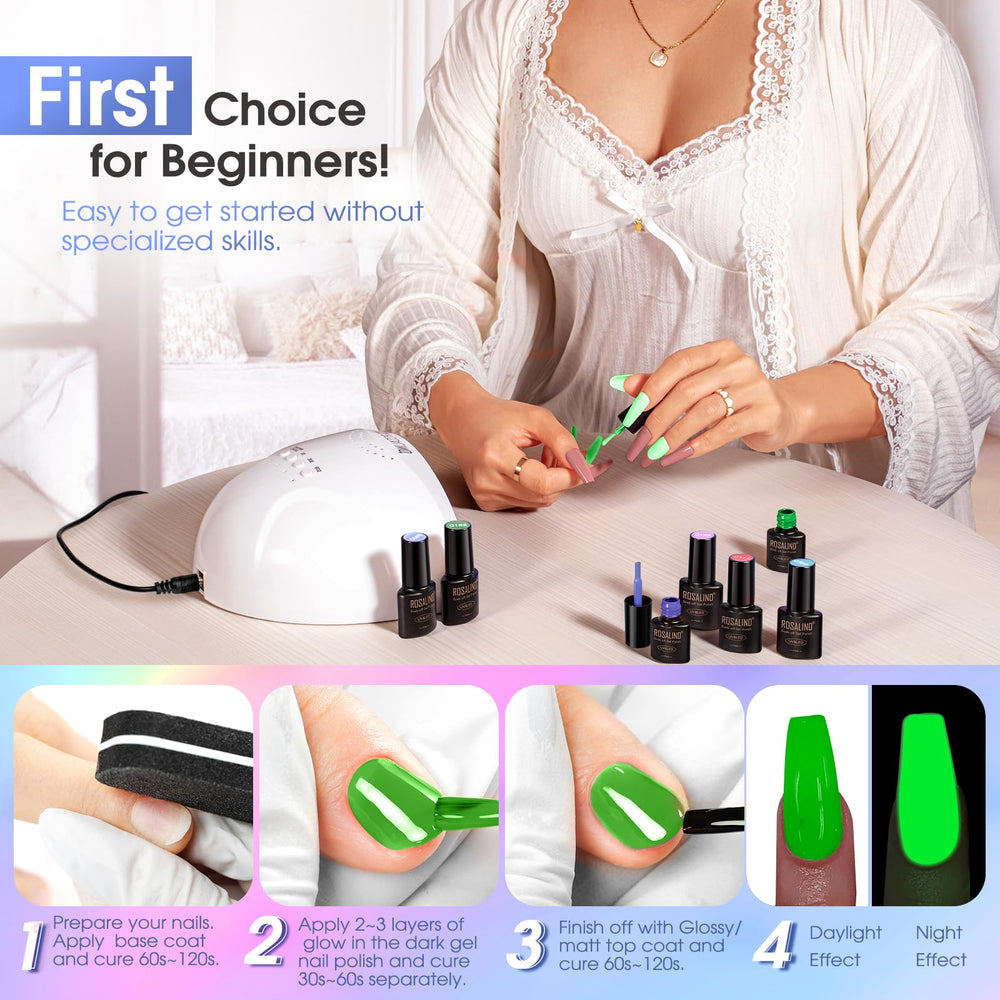 ROSALIND kit displayed with LED lamp for quick professional curing