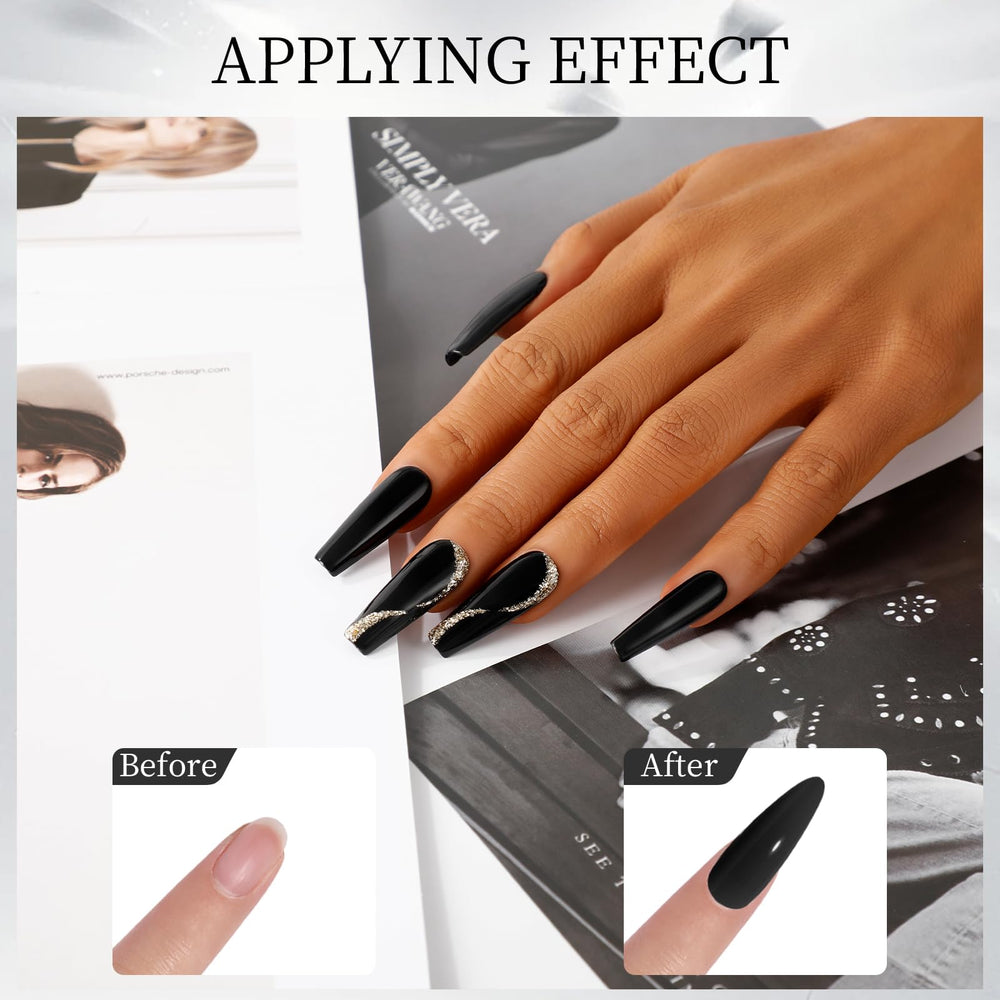 ROSALIND sculpted black extension on nail, durable structure benefit