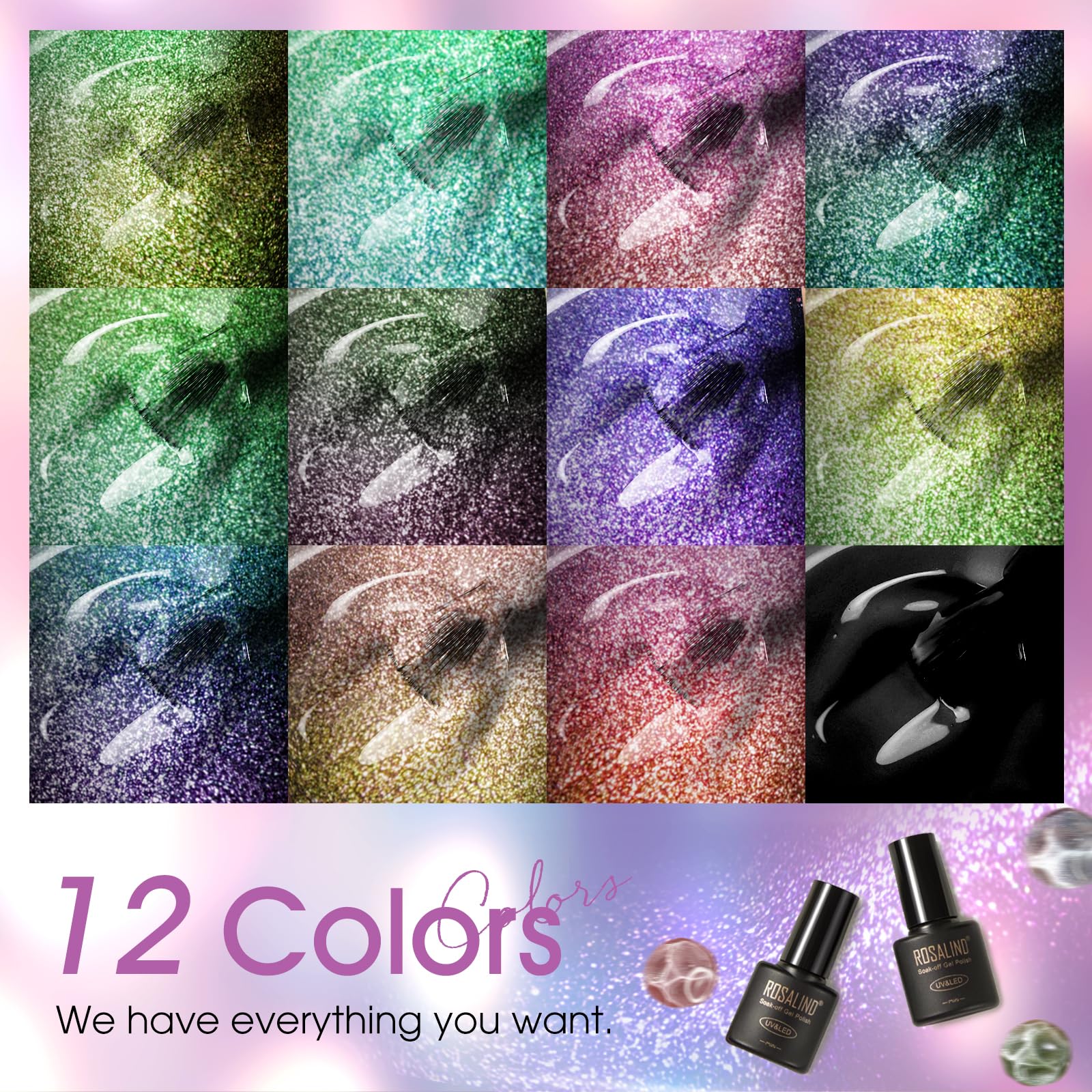 ROSALIND nail-wheel swatches showing 11 cat-eye shades for quick color selection