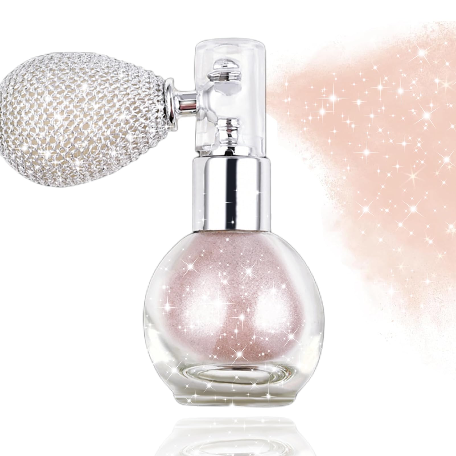 Rosarden front bottle showing pink glitter spray, easy festival shimmer