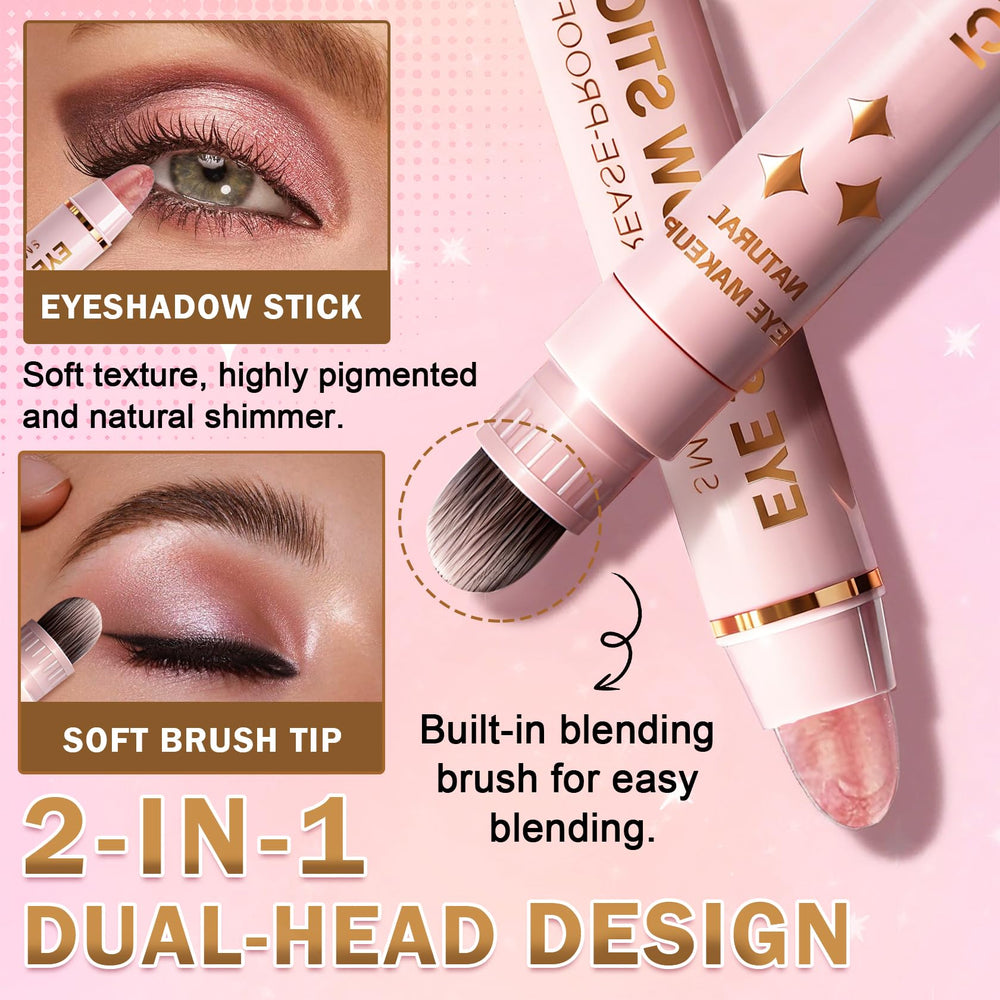 Rosawee on eyelid before and after application for lasting color