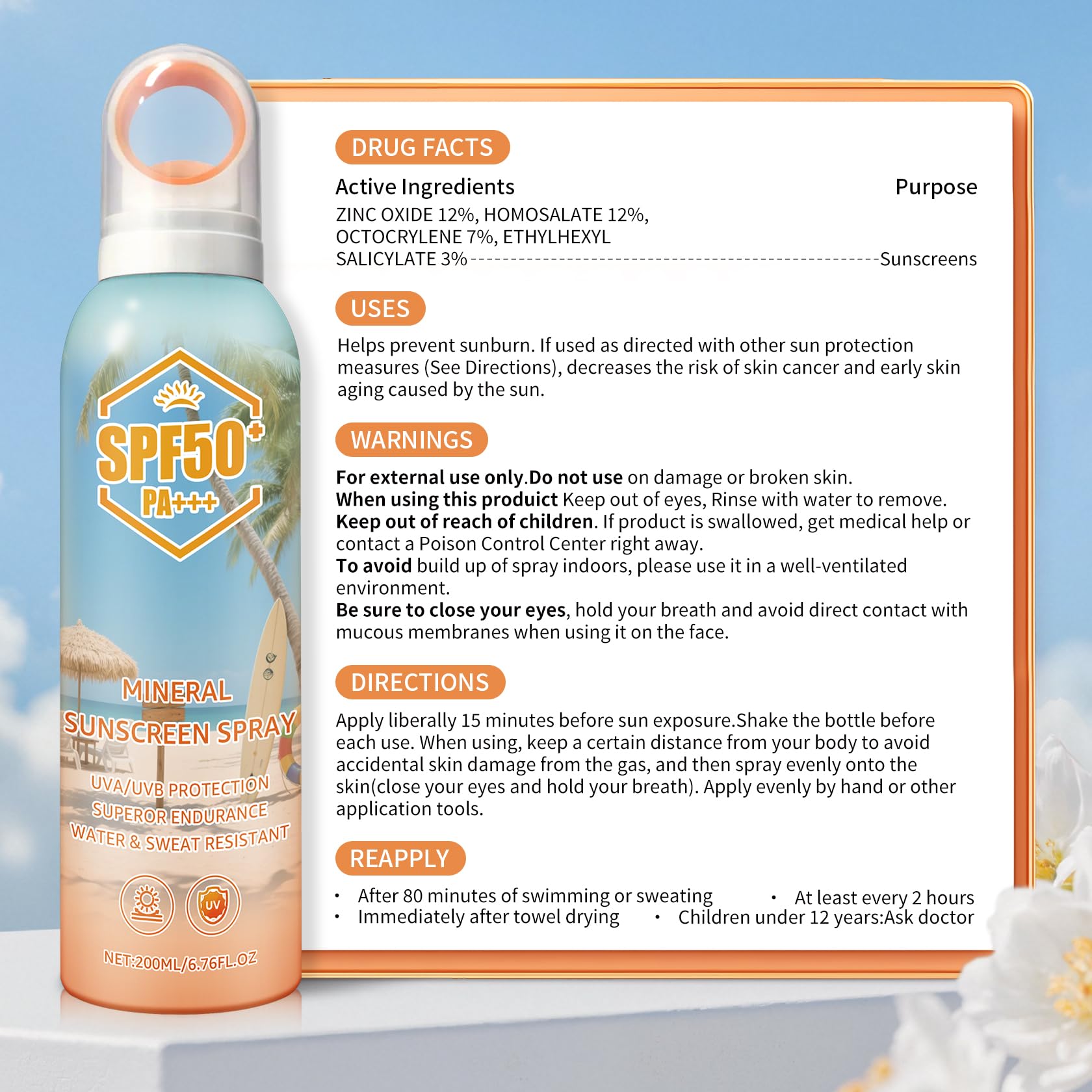 Rosawee back packaging with directions and SPF performance details