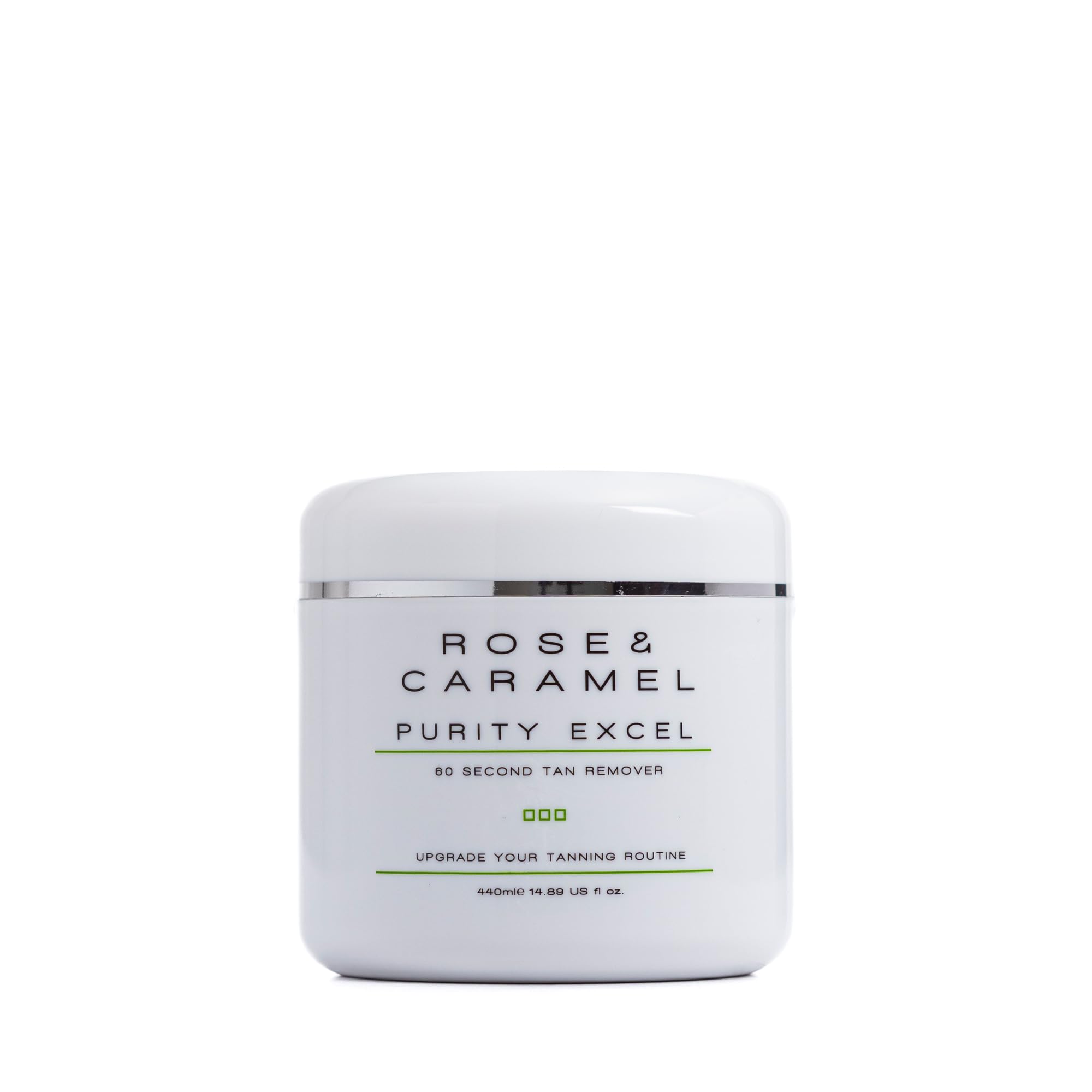 Rose & Caramel front packaging showing product and quick tan remover benefit