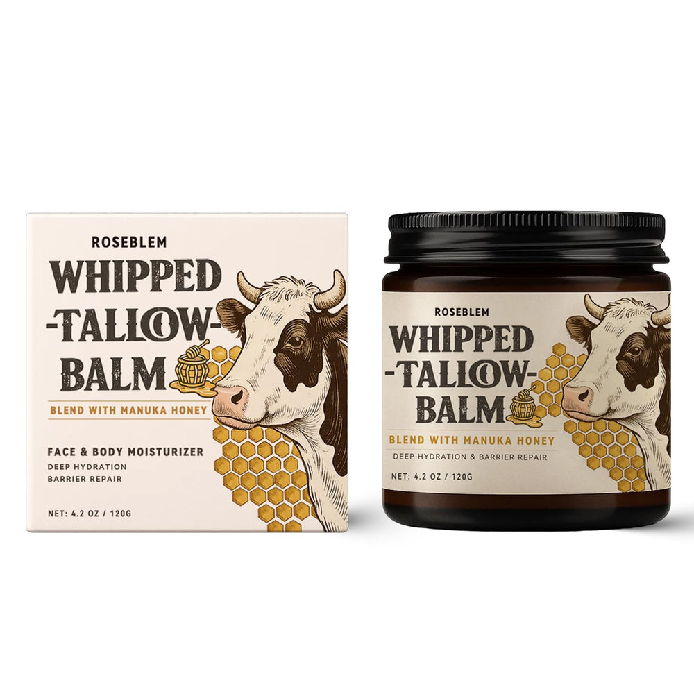 Roseblem applying balm to face in mirror showing gentle moisturization