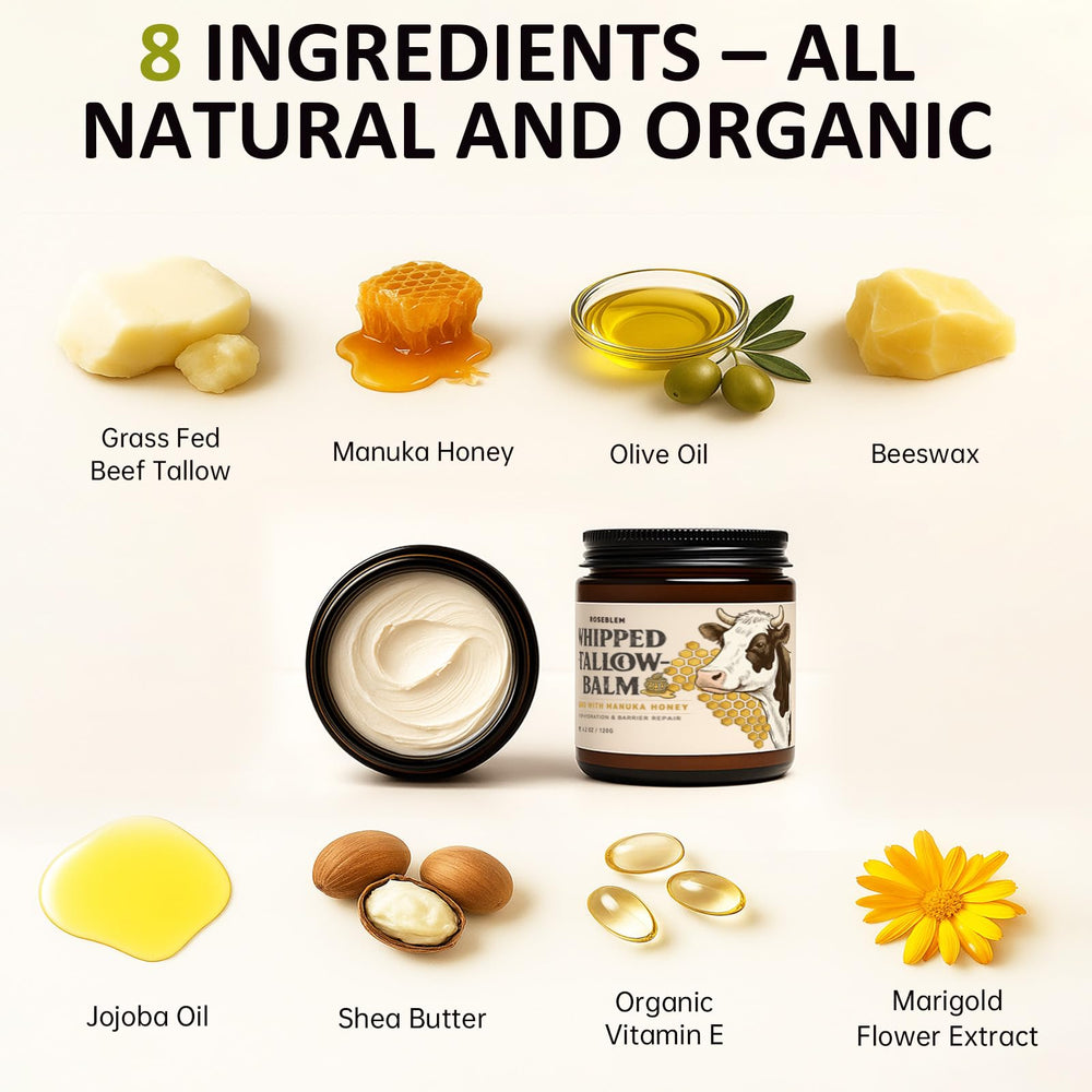 Roseblem label close detail listing natural ingredients for transparency