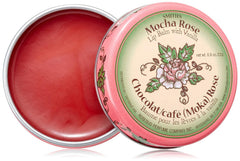 ROSEBUD SALVE front tin view showing mocha rose label and travel ready benefit