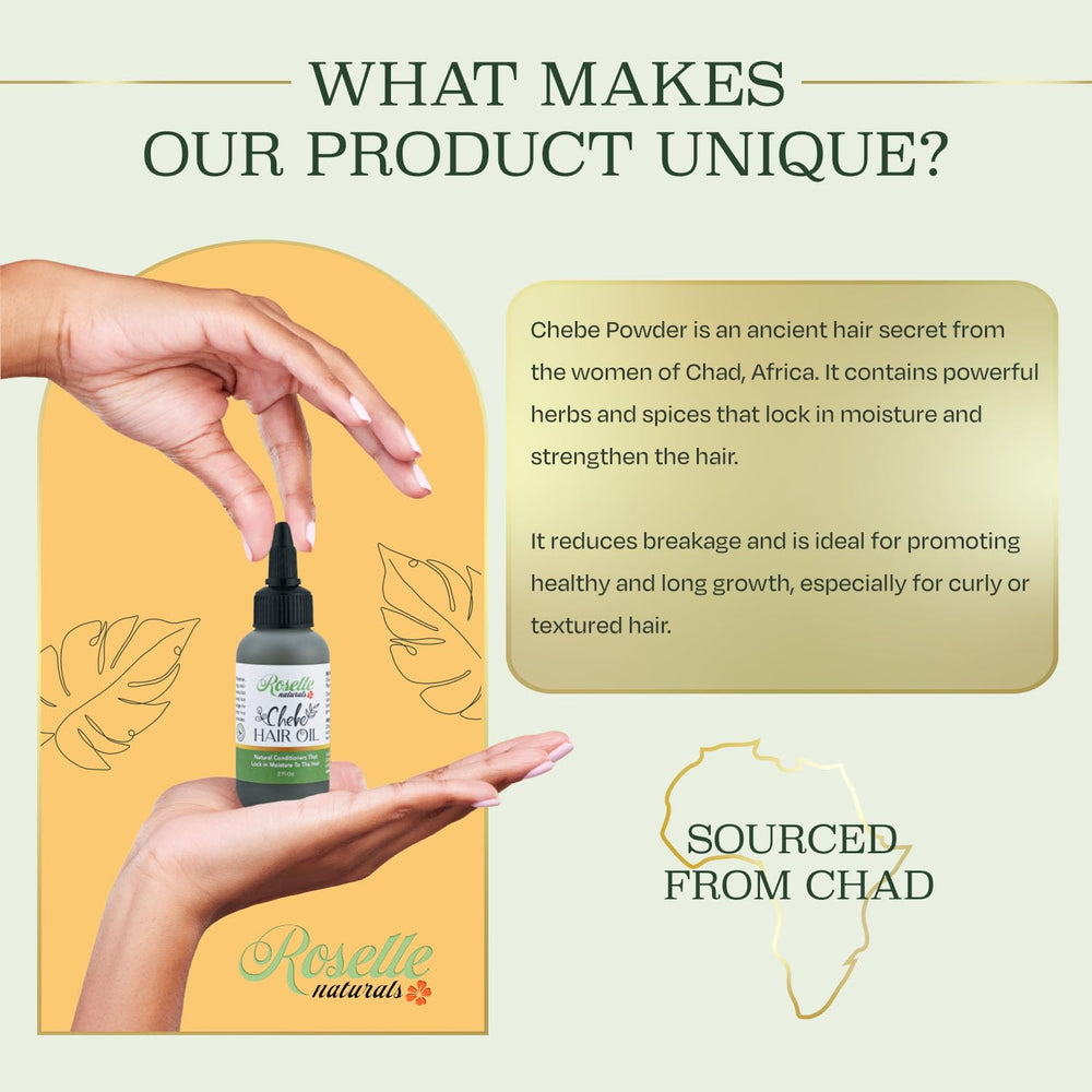 Roselle Naturals chebe oil applied during scalp massage demonstrating soothing circulation benefit