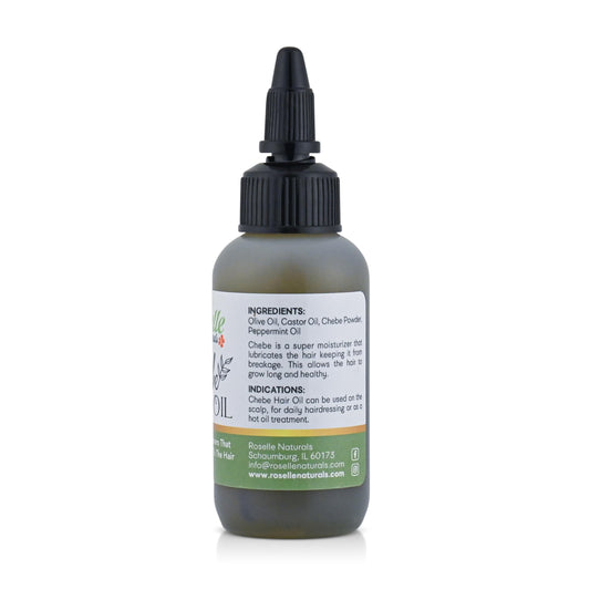Roselle Naturals chebe oil drop pouring to show lightweight texture and easy dosing benefit