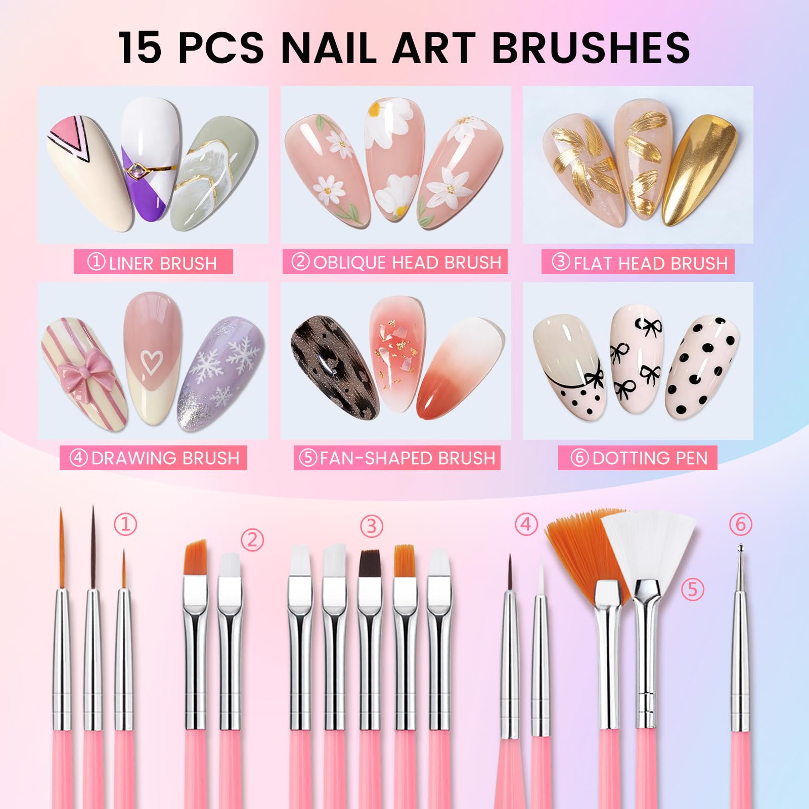 Rosiour close-up of varied brush tips highlighting precision and fine-detail control