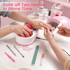 Rosiour in-use in salon warming both hands to speed treatment