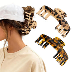 Rosivyphan tortoise and leopard clip front view showing stylish patterns and durable finish