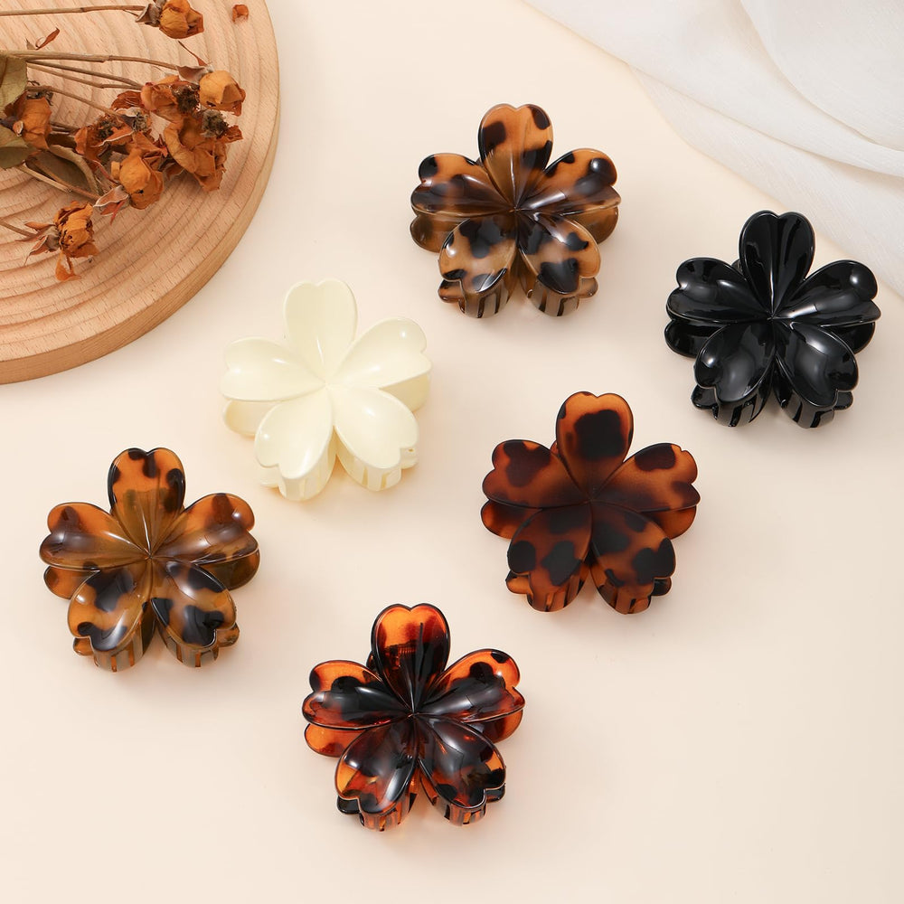 Rosivyphan model wearing floral claw in casual hairstyle showing instant decorative lift