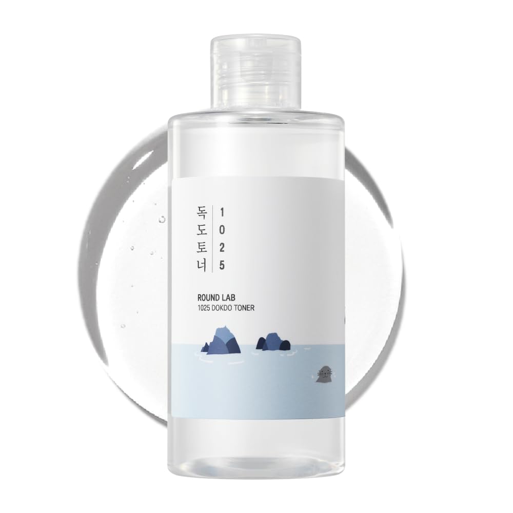 ROUND LAB 1025 Dokdo Toner front bottle shows clean packaging and size benefit