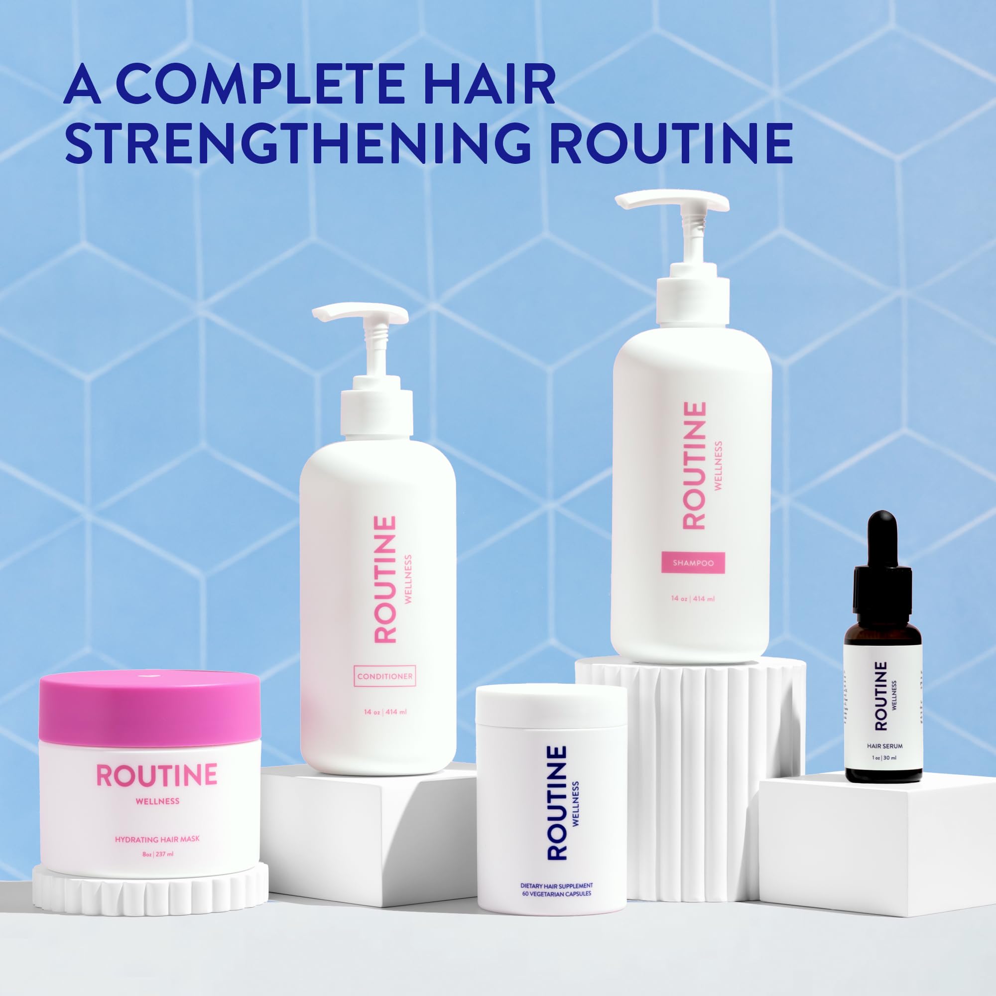Routine Wellness bottle label detail highlighting active ingredients and color-safe formula benefit