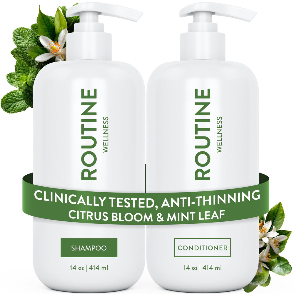 Routine Wellness front packaging showing Citrus Bloom & Mint Leaf scent and benefits