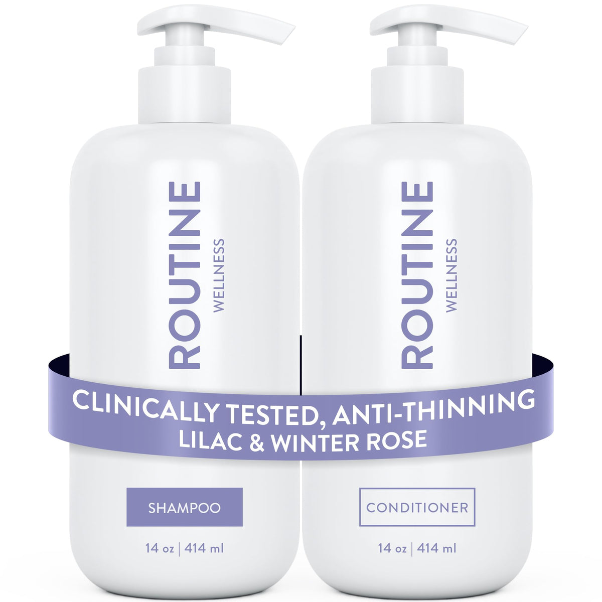 Routine Wellness bottle front packaging showing lilac winter rose scent benefits