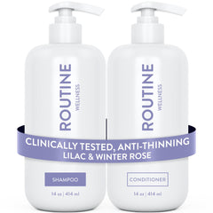 Routine Wellness bottle front packaging showing lilac winter rose scent benefits