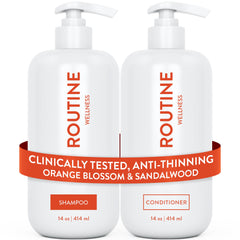 Routine Wellness front packaging showing orange blossom sandalwood scent and set benefits