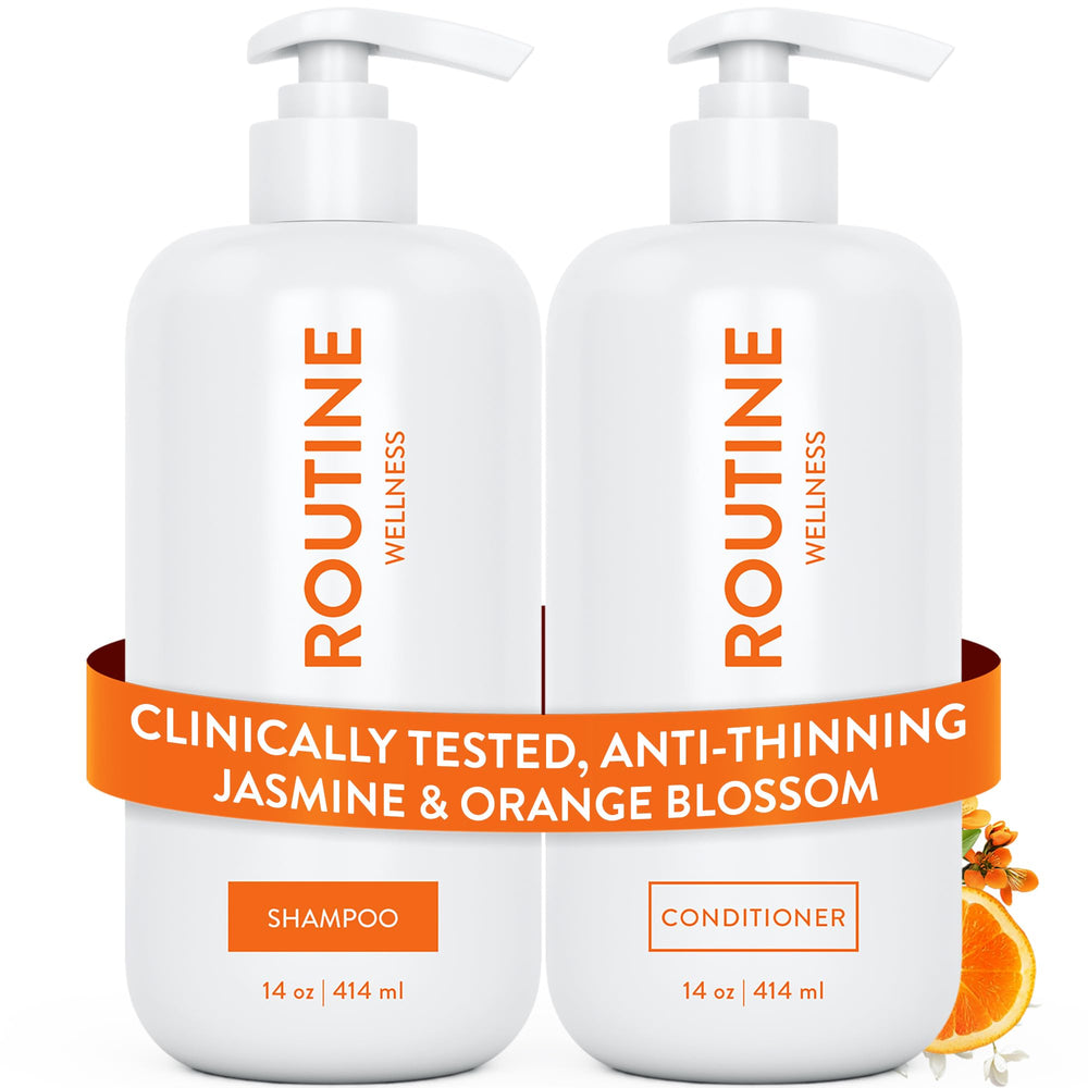 Routine Wellness front packaging set showing bottles and fresh scent benefit