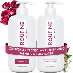 Routine Wellness front packaging set showing bottles and scent profile, boosts confidence