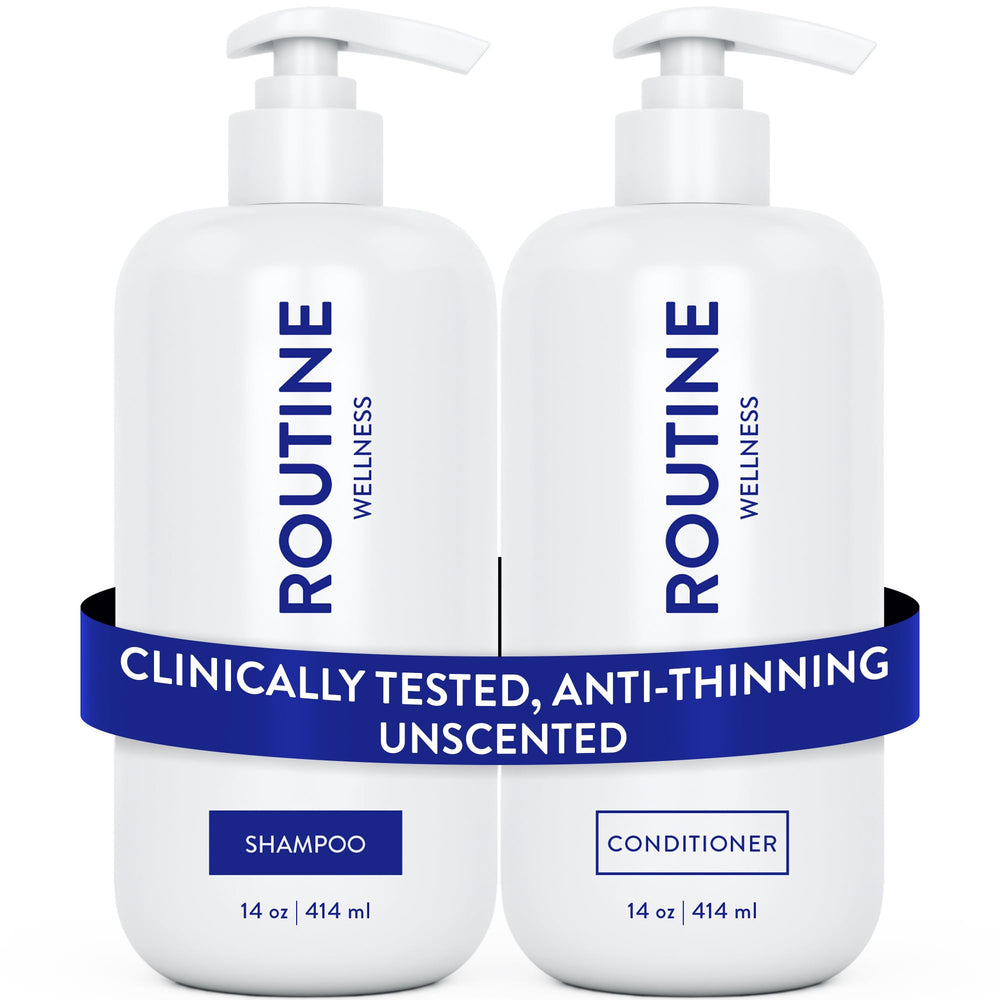 Routine Wellness front packaging showing the anti-thinning set and benefits
