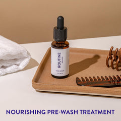 Routine Wellness label with rosemary and tea tree names, emphasizes natural botanical blend
