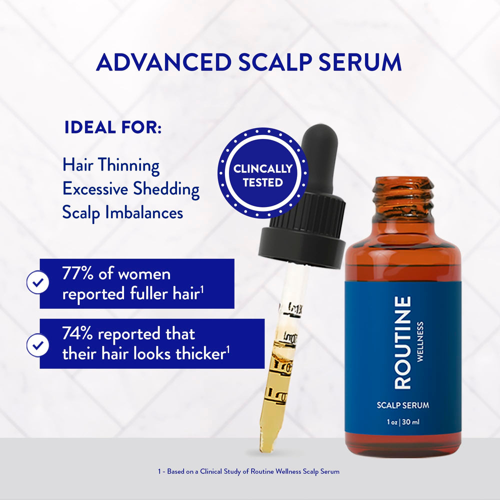 Routine Wellness application on scalp illustrating easy daily use benefit