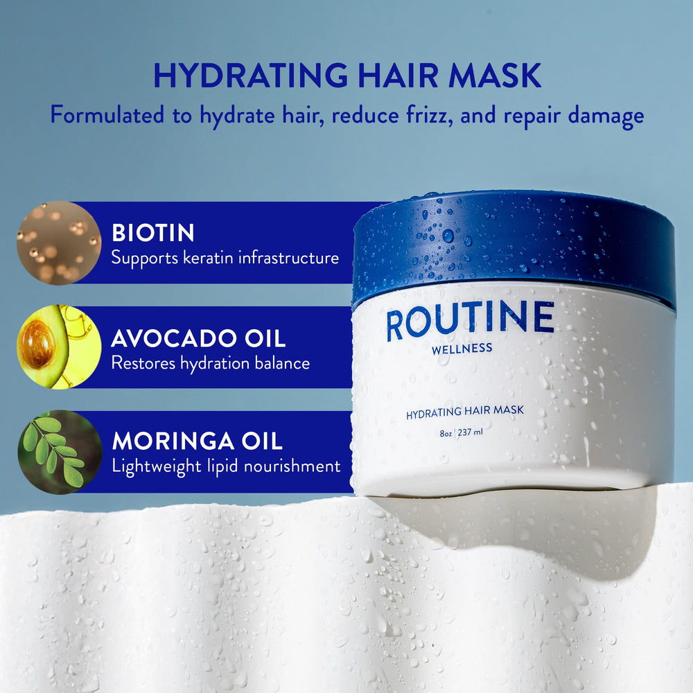 Routine Wellness jar next to ruler showing 8oz size and travel-friendly benefit