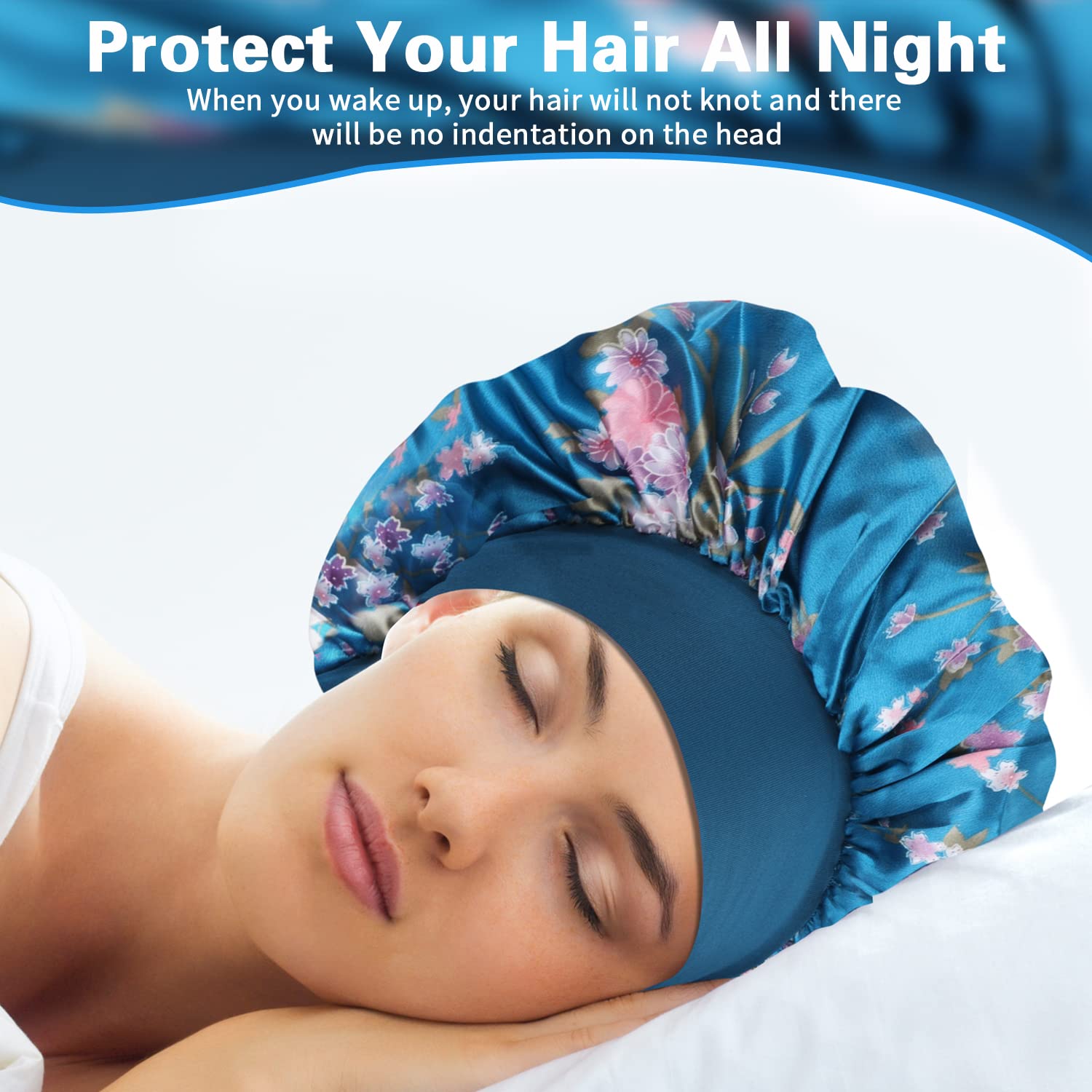ROYBENS bonnet used during skincare routine showing hair kept dry and neat benefit