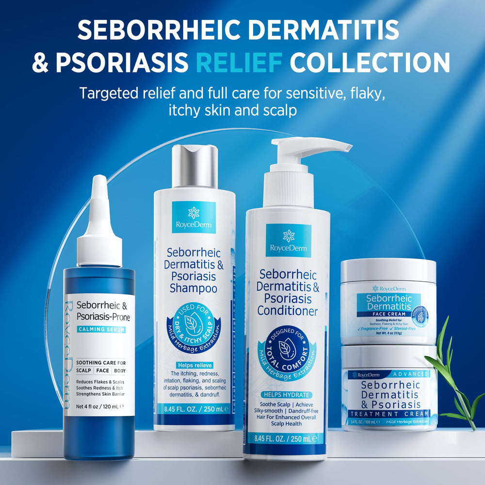Roycederm size scale comparison in hands illustrating travel-friendly bottle sizes