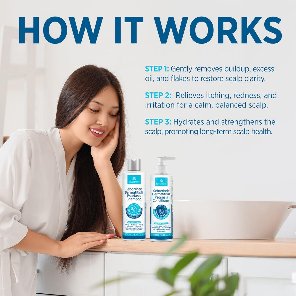 Roycederm bottles held in hand to show true size and travel convenience