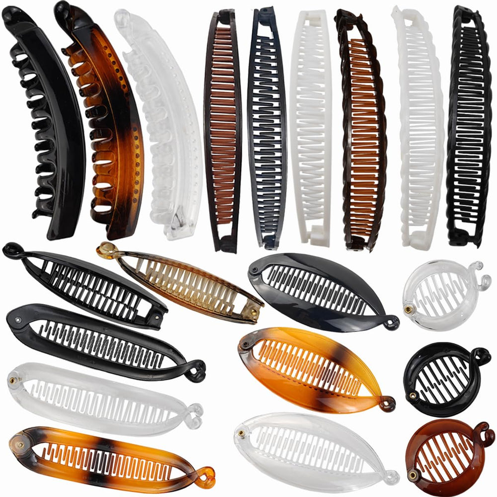 ROYHOO front packaging showing full 20-piece banana clip set and color variety for outfit matching