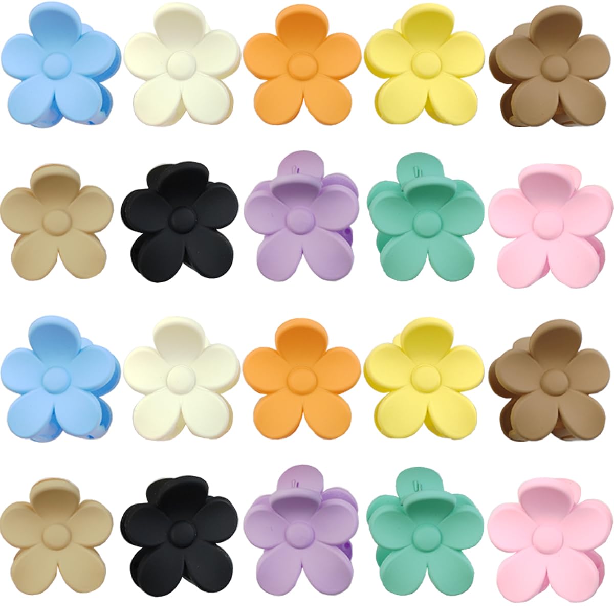 ROYHOO front view of 20-piece flower clips showing colors and compact design for styling