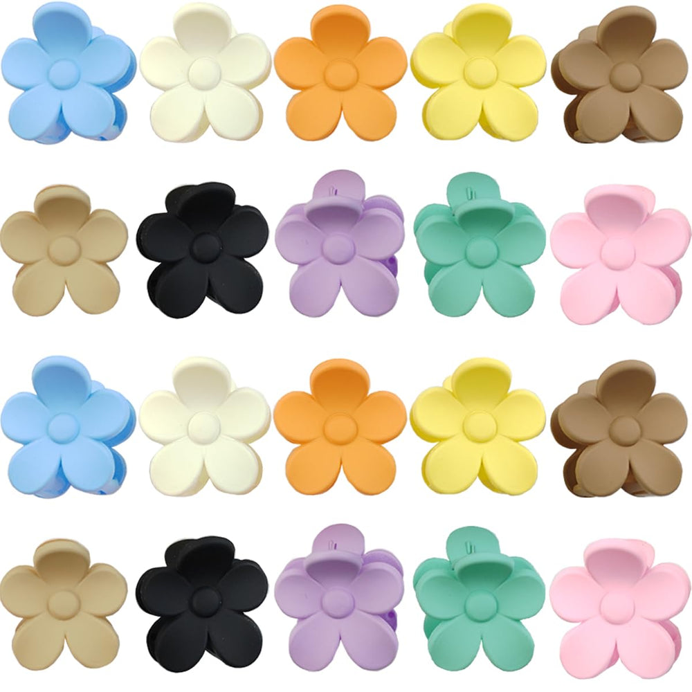 ROYHOO front view of 20-piece flower clips showing colors and compact design for styling