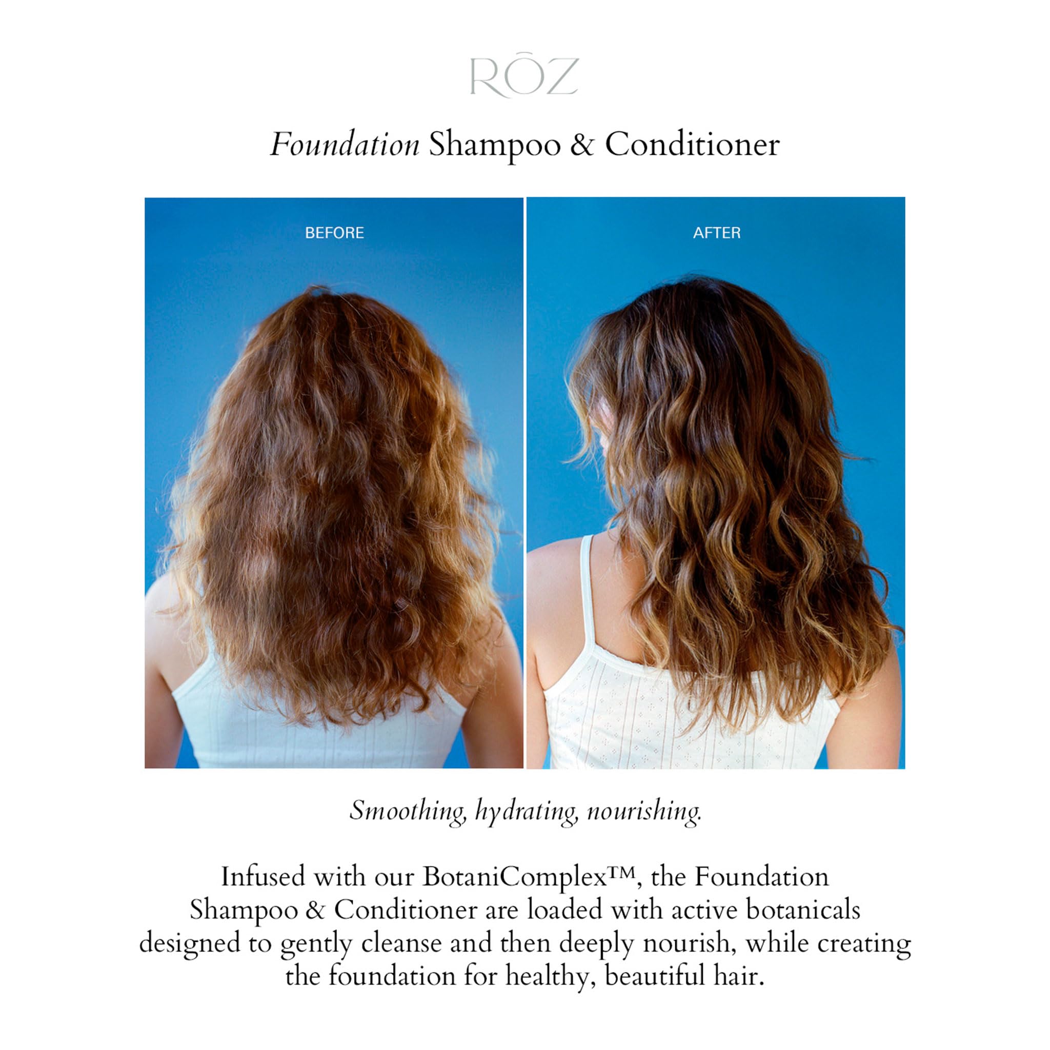 Model air-drying hair after using RŌZ shampoo for natural finish