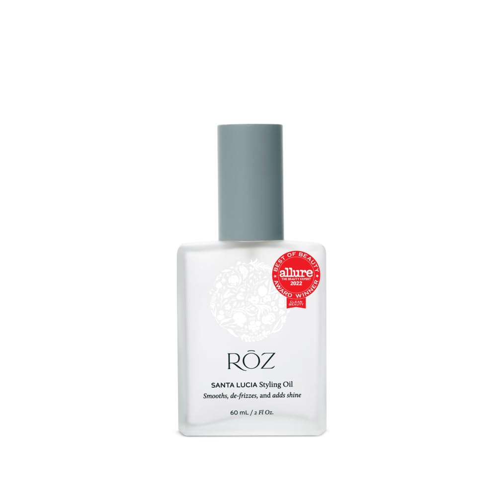 RŌZ front bottle image showing clean packaging and product identity benefit: clear styling oil
