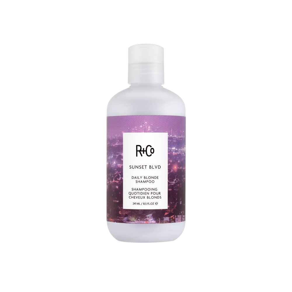 R+Co Sunset Blvd front bottle showing label and brightening benefit