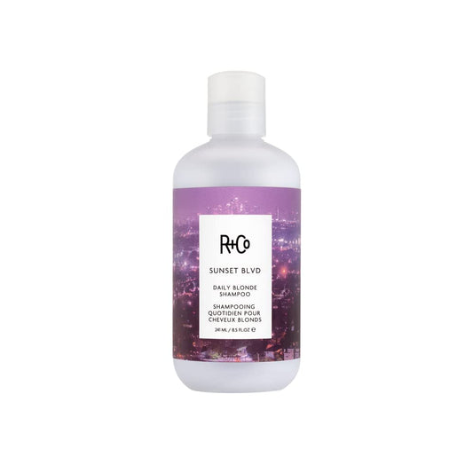 R+Co Sunset Blvd front bottle showing label and brightening benefit